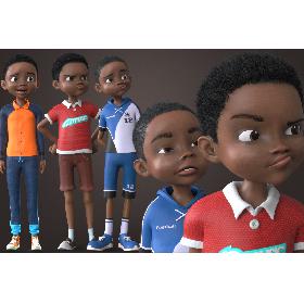 AFRO BOY- CARTOON RIGGED BLACK BOY(1) 3D model